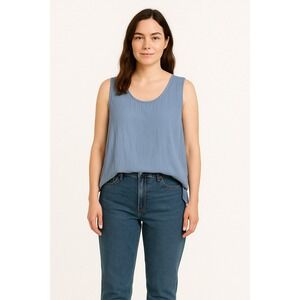 Adini Women's Plus Tank Top Sleeveless Scoop Neck Casual‎ Viscose Blue Size 3X